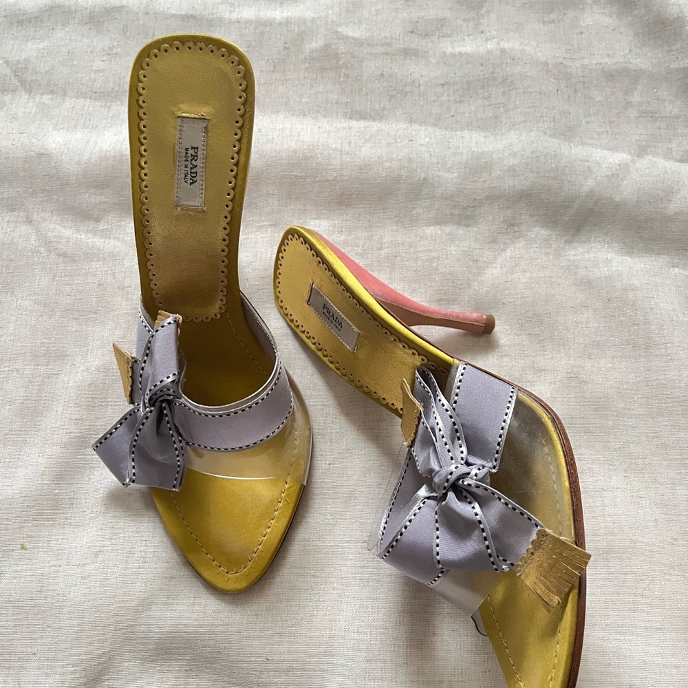 Prada vintage Y2K 200s pvc bow sandal mules EU 37 US 7